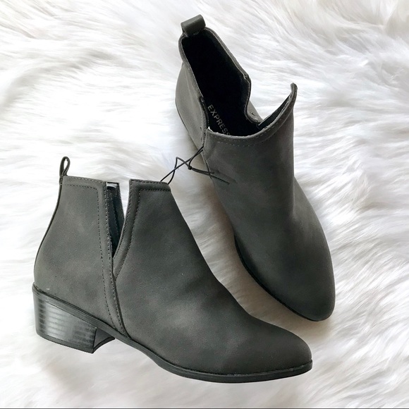 Express Shoes - NWOT EXPRESS Gray Slip On Slit Pointed Toe Booties